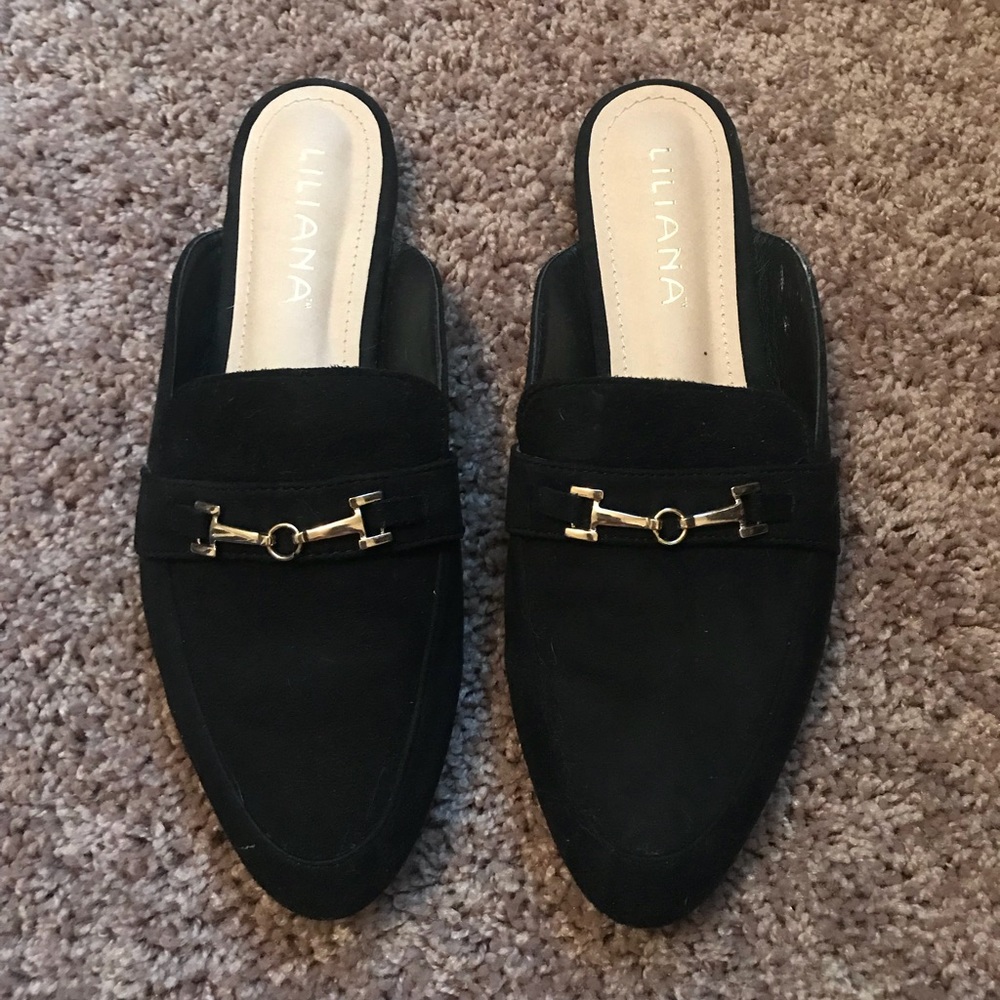 Black suede Mules